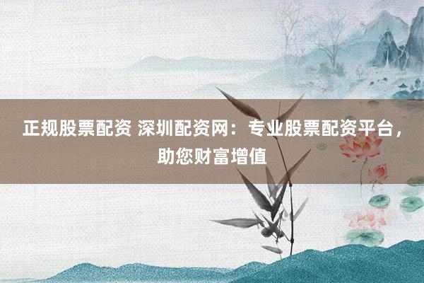 正规股票配资 深圳配资网：专业股票配资平台，助您财富增值