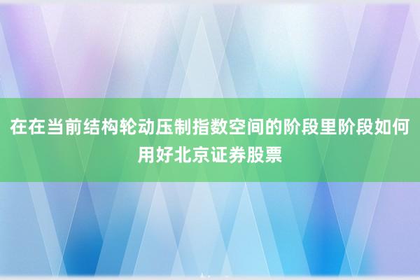 在在当前结构轮动压制指数空间的阶段里阶段如何用好北京证券股票