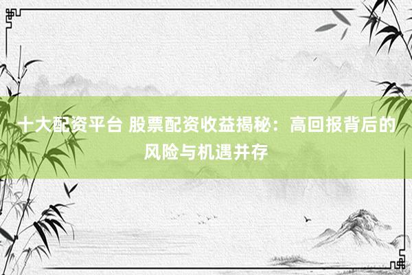 十大配资平台 股票配资收益揭秘：高回报背后的风险与机遇并存