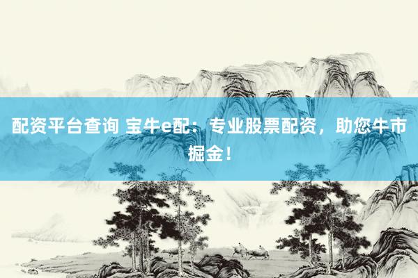 配资平台查询 宝牛e配：专业股票配资，助您牛市掘金！