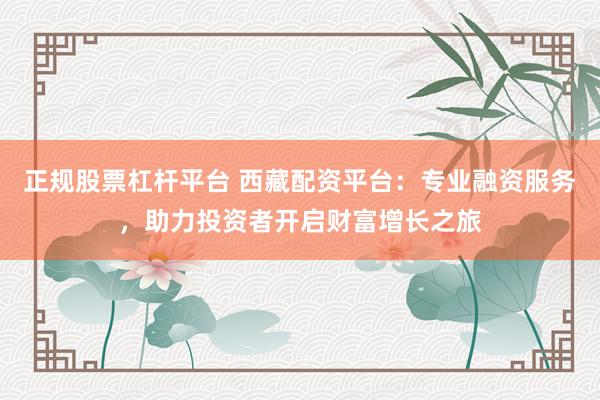 正规股票杠杆平台 西藏配资平台：专业融资服务，助力投资者开启财富增长之旅