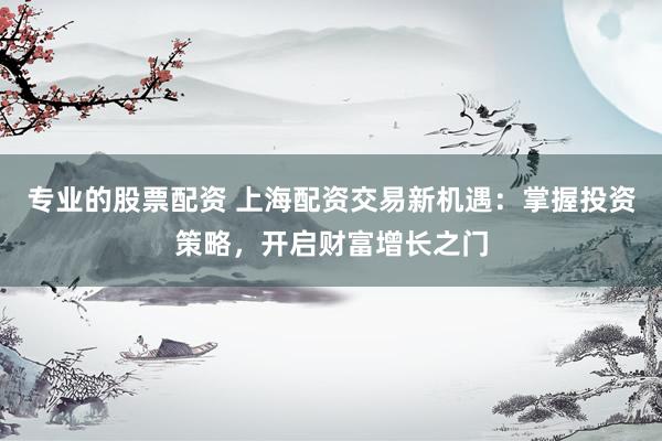 专业的股票配资 上海配资交易新机遇：掌握投资策略，开启财富增长之门