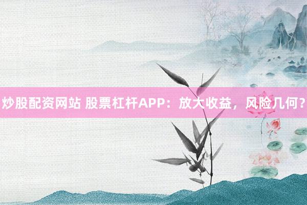 炒股配资网站 股票杠杆APP：放大收益，风险几何？